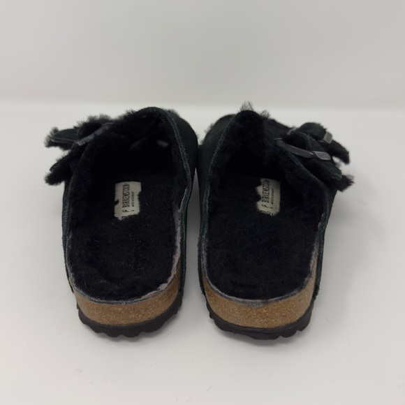 BIRKENSTOCK Arizona Shearling Suede Leather Sandals Black - Picture 4 of 5